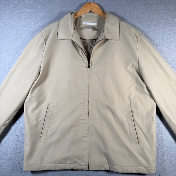 Vintage Perry Ellis Mens Khaki Full Zip Lined Harrington Jacket Size Large - Picture 3 of 16